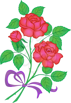Flowers, rose bouquet, love symbol, floral gift, vector