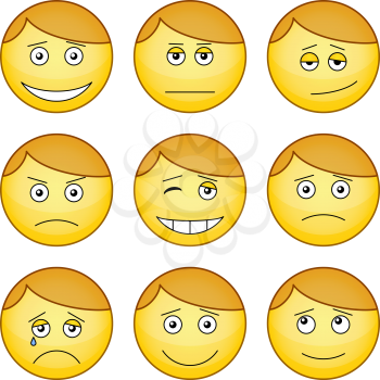 Set of the round smilies symbolising various human emotions, vector
