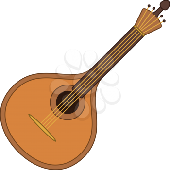 Mandolin, cartoon vintage stringed musical instrument of troubadours and performers of serenades, isolated on white background. Vector