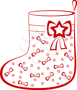 Christmas stocking for gifts decorated, monochrome pictogram, isolated