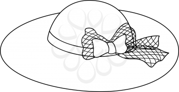 Cap: a female hat with a bow and a tape, contours