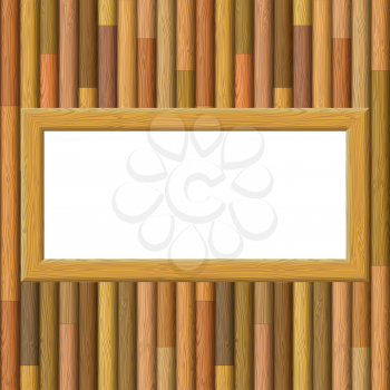 Wooden Frame on a Wall with Empty White Space, Background for Your Image or Text. Vector