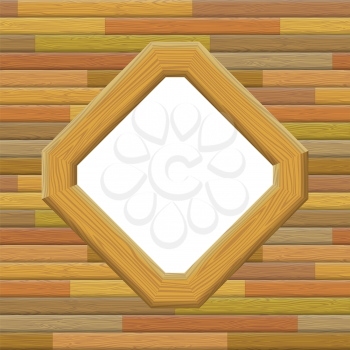 Wooden Frame on a Wall with Empty White Space, Background for Your Image or Text. Vector