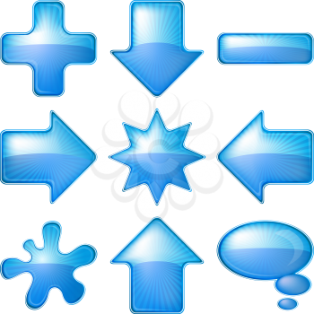 Set blue icons, computer buttons different forms, eps10, contains transparencies. Vector