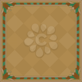 Abstract background with square symmetric frame, brown. Vector
