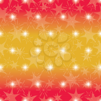 Red and yellow seamless background for holiday design with stars. Eps10, contains transparencies. Vector