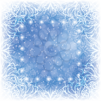 Christmas blue background for holiday design with abstract patterns, stars and circles. Eps10, contains transparencies. Vector