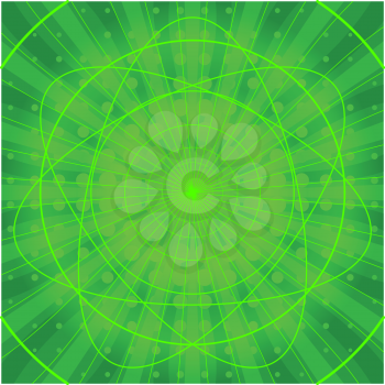 Abstract color vector pattern, lines and curves on the green background