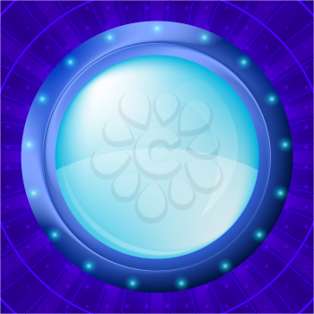 Abstract color background, round button - porthole on wall, blue, eps10, contains transparencies. Vector