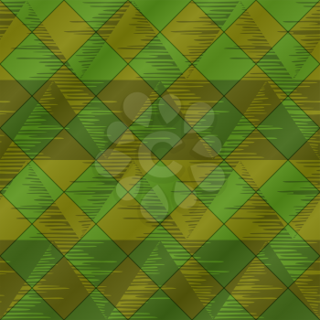 Abstract seamless background, - triangles and plaid, green. Vector eps10, contains transparencies