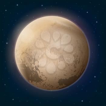 Space Background, Realistic Dwarf Planet Pluto and Stars. Elements of This Image Furnished by NASA, Solarsystem.Nasa.Gov. Eps10, Contains Transparencies. Vector