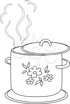 Boiling pan with flower cover, steam and support, contours