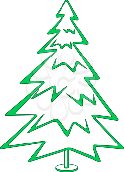 Christmas holiday fir tree, monochrome green pictogram. Vector