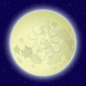 Space background, big bright moon in close-up and night starry sky. Elements of this image furnished by NASA (www.visibleearth.nasa.gov). Eps10, contains transparencies. Vector