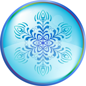 Christmas button icon: winter symbol, snowflake. Vector eps10, contains transparencies
