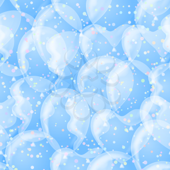 Seamless pattern with white balloons on blue background, beautiful illustration for web design. Eps10, contains transparencies. Vector