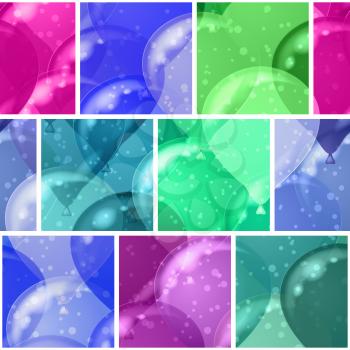 Seamless holiday colorful background with balloons of various colors. Pattern for web design, split into separate parts. Eps10, contains transparencies. Vector