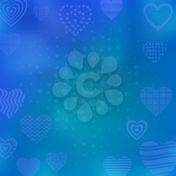 Abstract blue background with valentine heart, vector eps10, contains transparencies