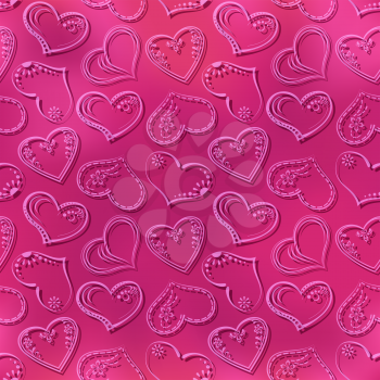 Valentine holiday seamless pattern with pictogram hearts on pink background. Eps10, contains transparencies. Vector