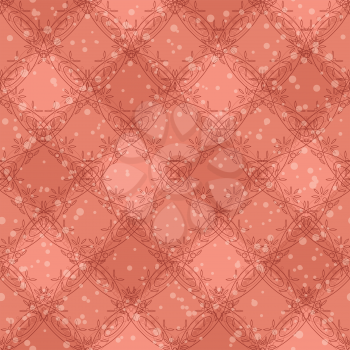 Abstract seamless background with pink plaid pattern, floral borders and confetti. Vector eps10, contains transparencies