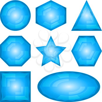 Set blue icons, computer buttons different forms, eps10, contains transparencies. Vector
