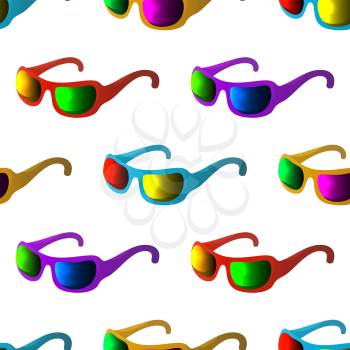 Seamless background of sunglasses for protection from summer sun light with glasses of various colors. Eps10, contains transparencies. Vector