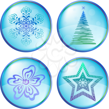 Christmas button icon, winter symbol, set. Vector eps10, contains transparencies