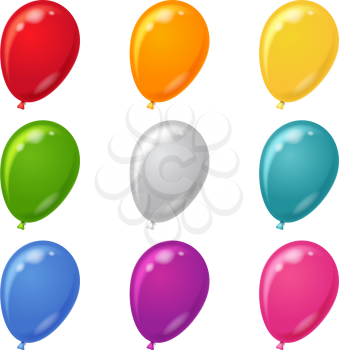 Set of balloons various beautiful colors, isolated, eps10, contains transparencies. Vector