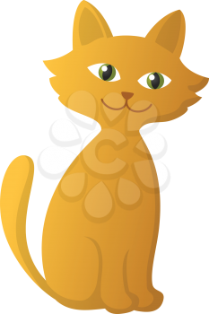 Kitten pet, little beautiful animal cat siting smiling, isolated on a white background. Vector