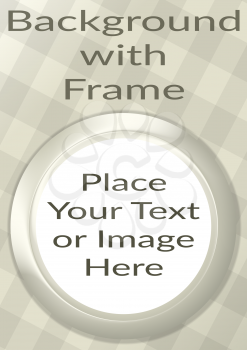 Abstract Background, Round Porthole Frame on White Checkered Wall with Empty White Place for Text or Design Image. Eps10, Contains Transparencies. Vector