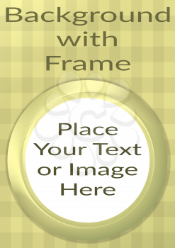 Abstract Background, Round Porthole Frame on Yellow Checkered Wall with Empty White Place for Text or Design Image. Eps10, Contains Transparencies. Vector