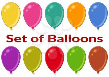 Set of Holiday Balloons of Various Colors, Isolated on White Background, Elements for your Design. Vector