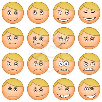 Set of the vector round smilies symbolising various human emotions