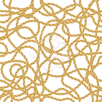 Seamless Background with Rope, Randomly Tangled Skeins, Isolated on White. Tile Pattern for Your Background. Vector
