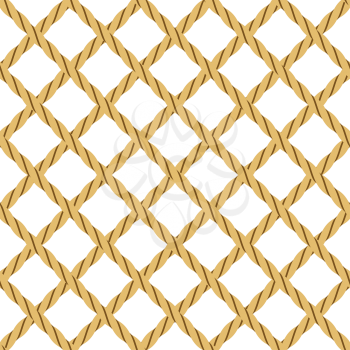 Seamless Background with Rope, in Shape of Grid, Isolated on White. Tile Pattern for Your Background. Vector
