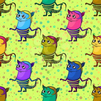 Seamless Background for your Design with Cartoon Monsters, Colorful Tile Pattern with Cute Funny Characters. Vector