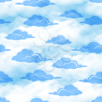 Seamless Cloudscape Background, Blue Clouds on Tile Sky. Vector