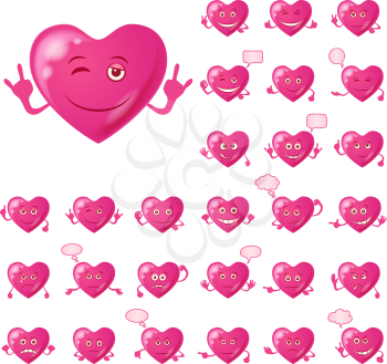 Set of Valentine Hearts Smileys, Love Signs, Symbolizing Various Emotions. Eps10, Contains Transparencies. Vector