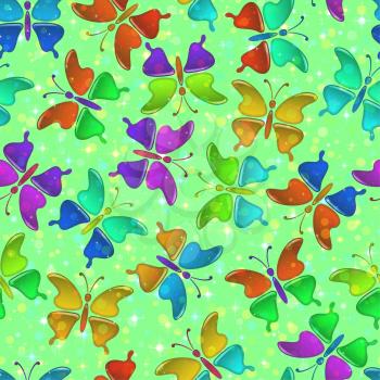 Seamless Holiday Background with Colorful Magic Butterflies, Tile Pattern for Your Design. Eps10, Contains Transparencies. Vector
