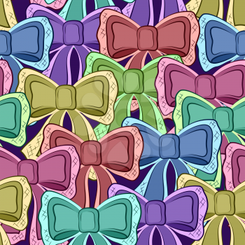 Seamless Pattern with Colorful Bows, Abstract Tile Background. Vector