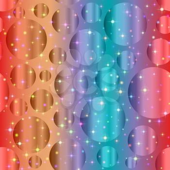 Abstract Seamless Pattern with Colorful Circles and Stars, Tile Background. Vector