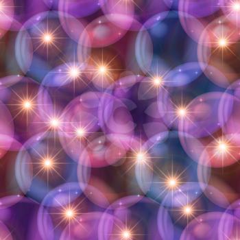 Seamless Background with Bubbles and Stars, Tile Pattern. Vector