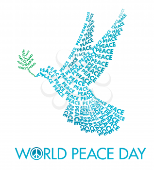 International Day of Peace Poster Templates with Dove of letters on a white background