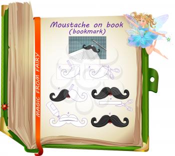 sample of creativity from the fairies. Template how to make a bookmark with your own hands. bookmark - moustache on book 