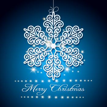 Christmas Festive Background with snowflake and wording Merry Christmas. Free font used.