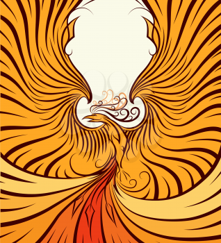 The Phoenix with upraised wings. Poster style. No gardients.