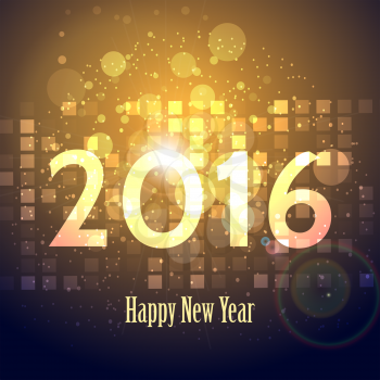 Happy New Year 2016 colorful greeting card design. 