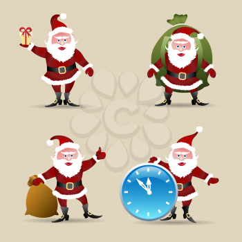 Santa Claus set. Illustration in cartoon style.