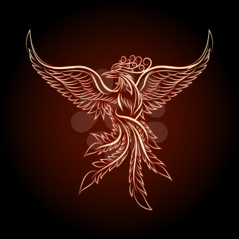 Phoenix emblem drawn in tattoo style.