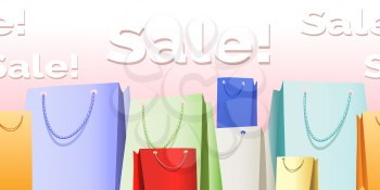 seamless horzontal pattern with various sale bags 